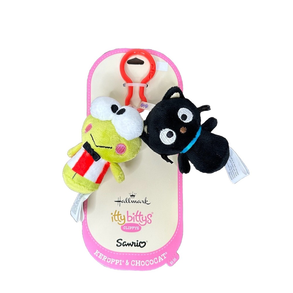 Keroppi Chococat Itty Bittys Clippys Hallmark Sanrio Plush Keychain Clip Cat
